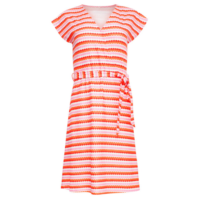 Smashed Lemon 25037 v-hals overlapped korte jurk met grafische dots, | 25037-998-XXL large