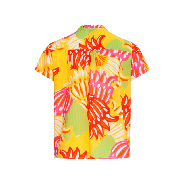 Smashed Lemon 25030 v-hals top met fel rijke bloemenprint | 25030-998-XXL large