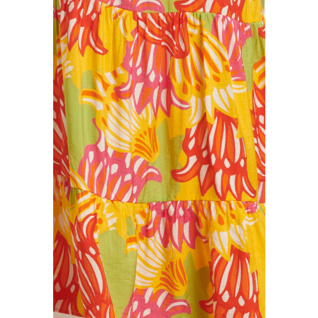 Smashed Lemon 25029 felgede maxi jurk met bloemenprint | 25029-998-4XL large