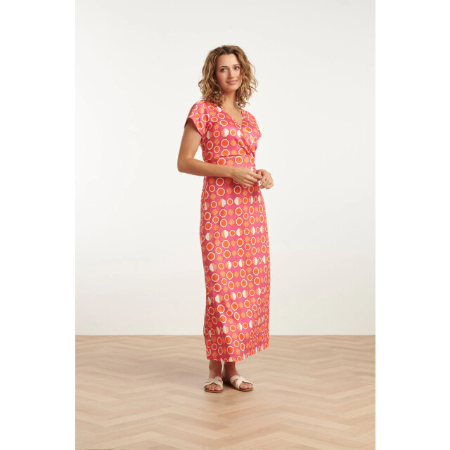 Smashed Lemon 25026 maxi jurk met v-hals met fruitprint | 25026-420-998 large