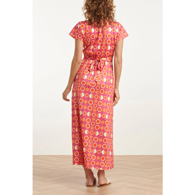 Smashed Lemon 25026 maxi jurk met v-hals met fruitprint | 25026-420-998 large