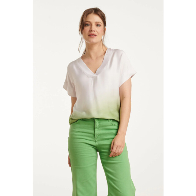 Smashed Lemon 25023 loose fit v-paneel top met ombre print | off 25023-010-500 large
