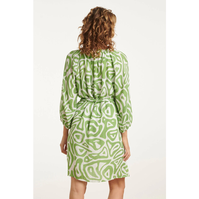 Smashed Lemon 25005 crinkle jurk met lichtte abstracte print | light 25005-500-000 large