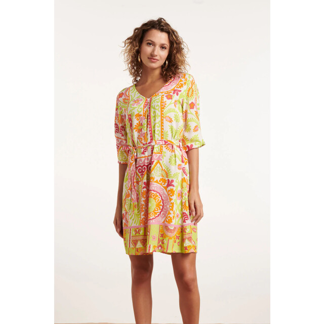 Smashed Lemon 24374 dames korte jurk met ornament print | 24374-998-XXL large