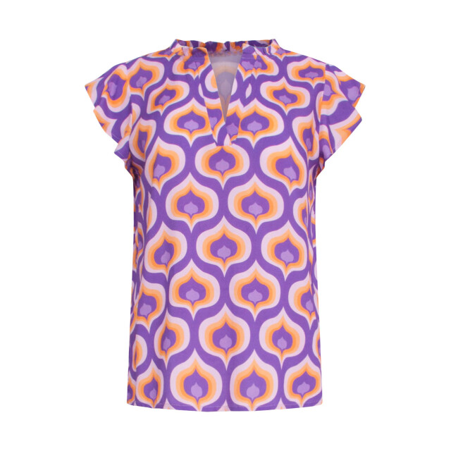 Smashed Lemon 24338 v-hals retro bedrukte top | 24338-380-998 large