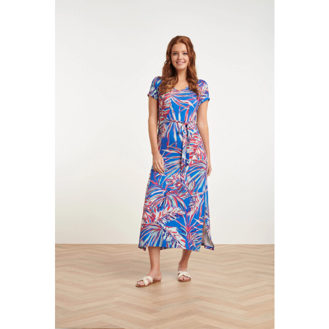 Smashed Lemon 24442 helder bladprint maxi zomerjurk | 24442-998-3XL large