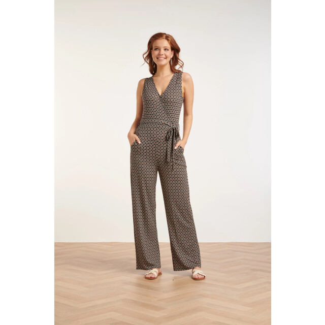 Smashed Lemon 24439 donkere grafische print jumpsuit | 24439-998-L large