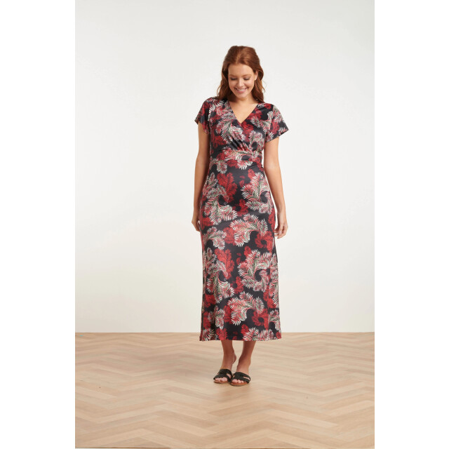 Smashed Lemon 24421 zomerjurk met bladprint stretchlicht aansluitend 24421-998-XXL large