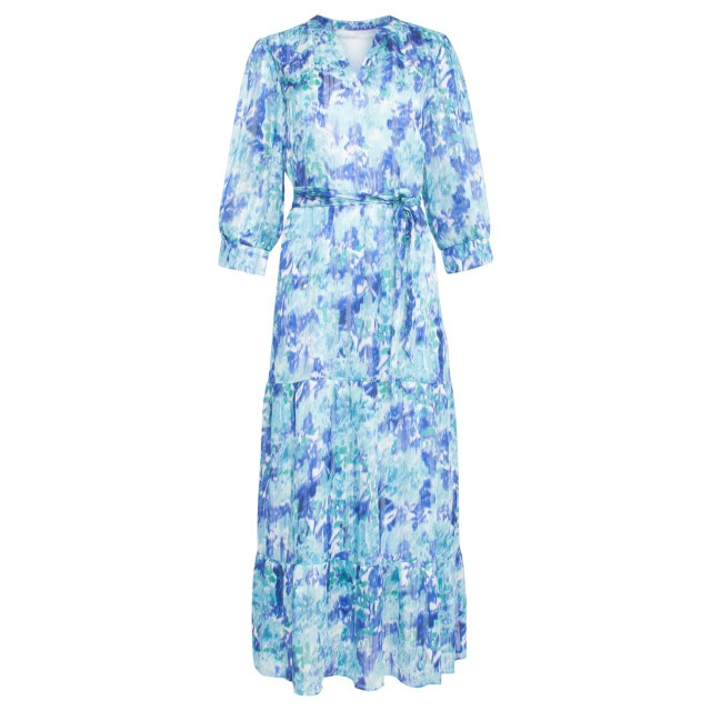Smashed Lemon 24408 satijnen maxi jurk met abstracte print3/4 mouwen 24408-000-650 large