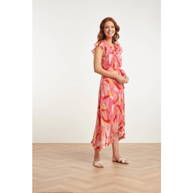 Smashed Lemon 24409 chiffon zomerjurk met abstracte schilderprint | 24409-998-M large
