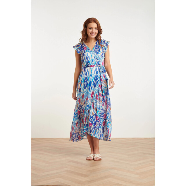 Smashed Lemon 24407 chiffon zomerjurk met azteekse printruches | 24407-000-650 large
