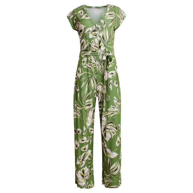 Smashed Lemon 25160 leaf print stretch jumpsuit | 25160-550-500 large