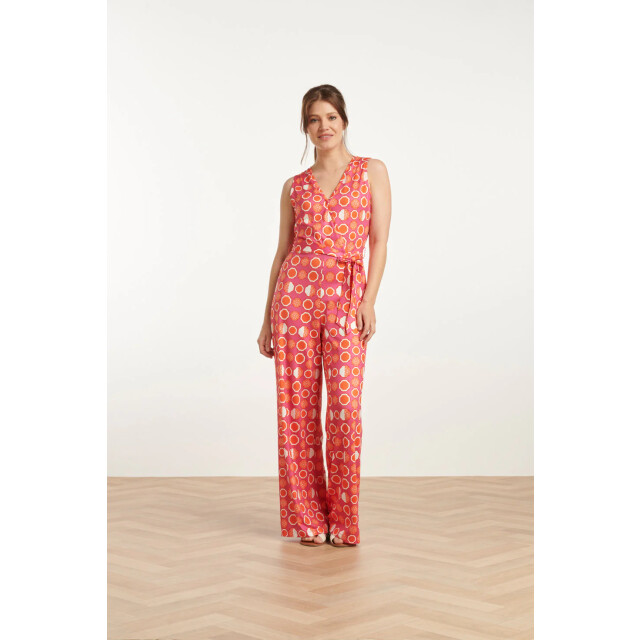 Smashed Lemon 25025 v-hals jumpsuit met grafische fruitprint | 25025-420-998 large