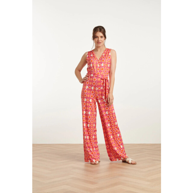 Smashed Lemon 25025 v-hals jumpsuit met grafische fruitprint | 25025-420-998 large