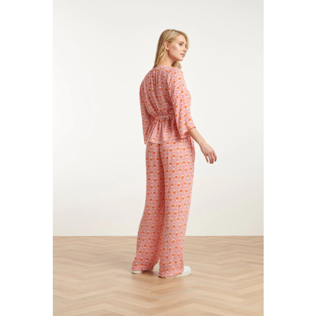 Smashed Lemon 25183 peach schelpprint broek | 25183-998-M large