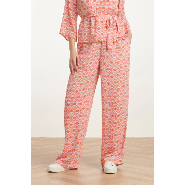 Smashed Lemon 25183 peach schelpprint broek | 25183-998-M large