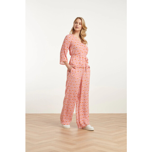 Smashed Lemon 25183 peach schelpprint broek | 25183-998-M large