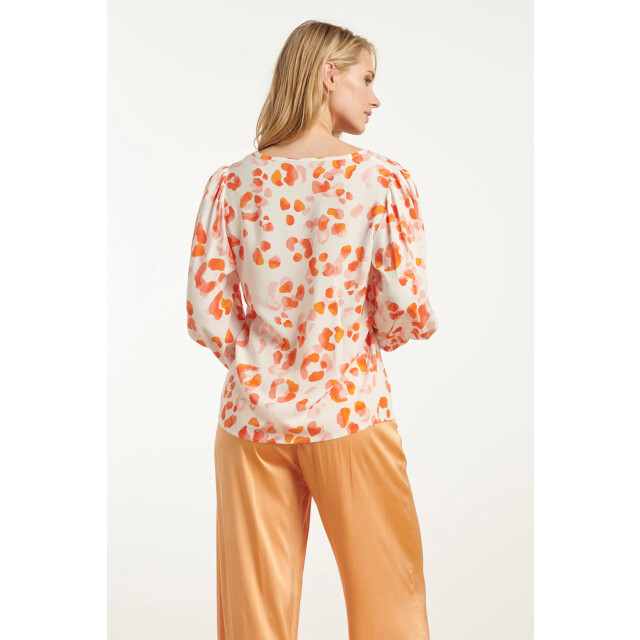 Smashed Lemon 25164 perzik animal print top met v-hals | 25164-250-999 large