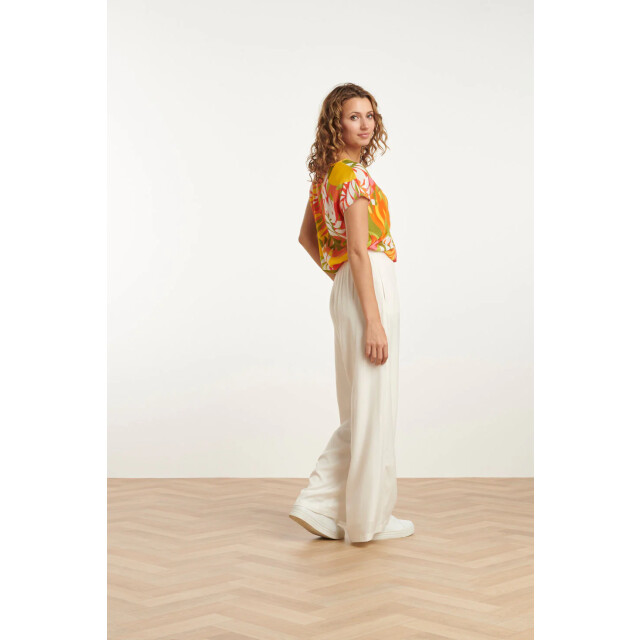 Smashed Lemon 25156 multicoloured bladprint top met v-hals | 25156-998-3XL large