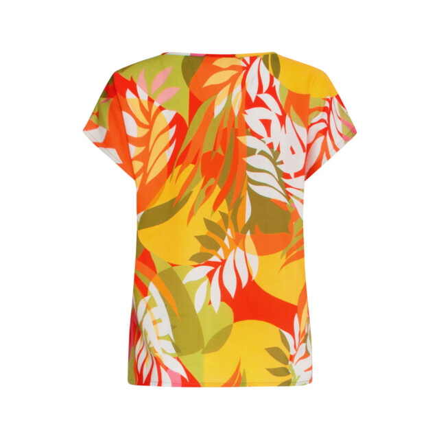 Smashed Lemon 25156 multicoloured bladprint top met v-hals | 25156-998-3XL large