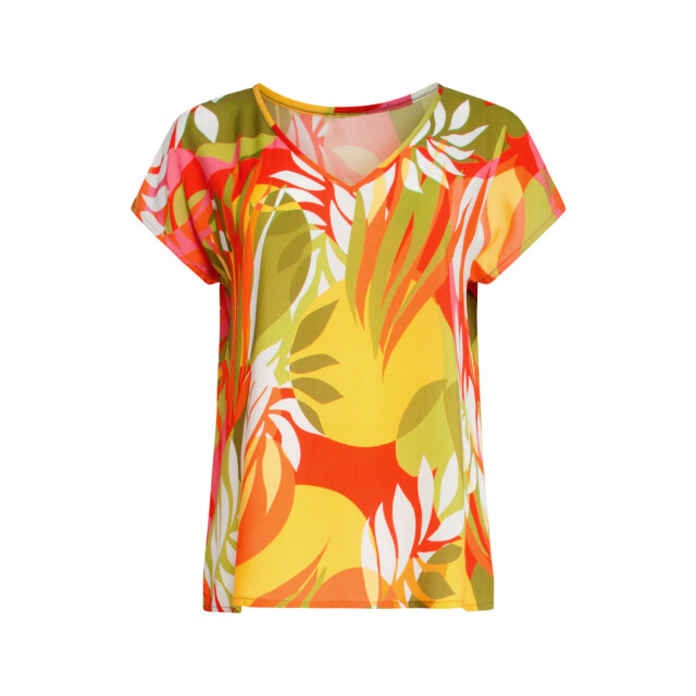 Smashed Lemon 25156 multicoloured bladprint top met v-hals | 25156-998-3XL large