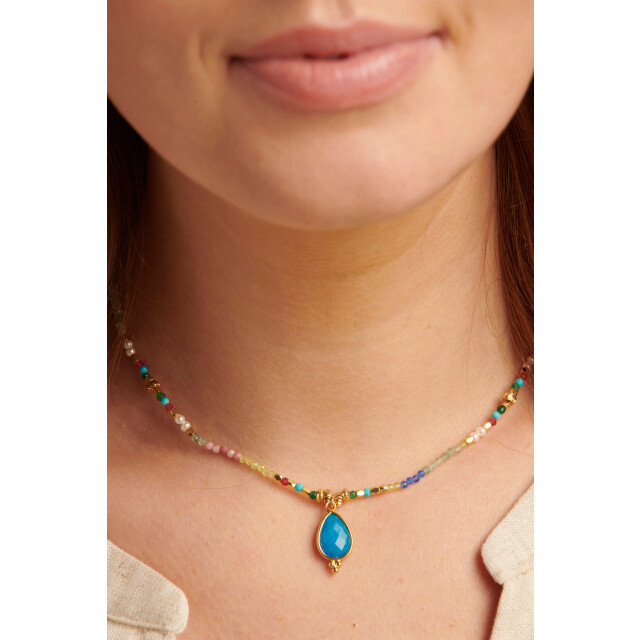 Smashed Lemon 64054 dubbellaags steen kralen ketting met grote kwarts 64054-998-OS large