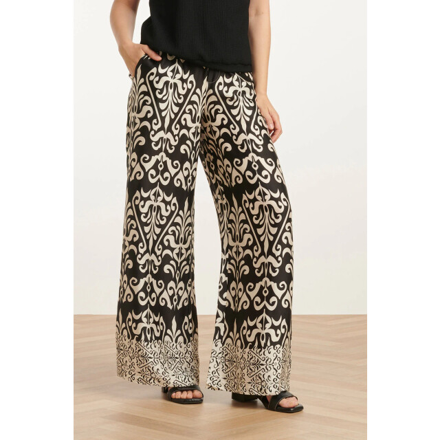 Smashed Lemon 25089 e te satijnen ornamentele geprinte broek | 25089-010-999 large