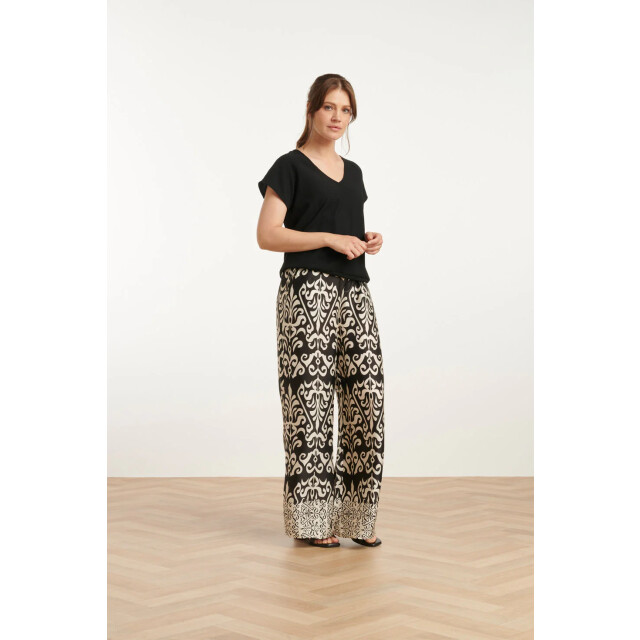 Smashed Lemon 25089 e te satijnen ornamentele geprinte broek | 25089-010-999 large