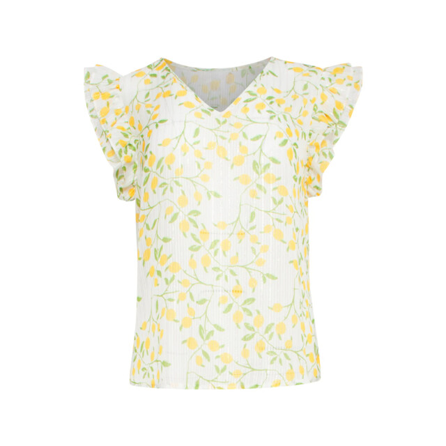 Smashed Lemon 25012 chiffon top met frilly mouwencitroenprint | 25012-000-998 large