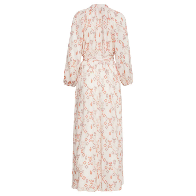 Smashed Lemon 25042 lichte maxi jurk met v-halsaztec print-nude tinten | 25042-720-998 large