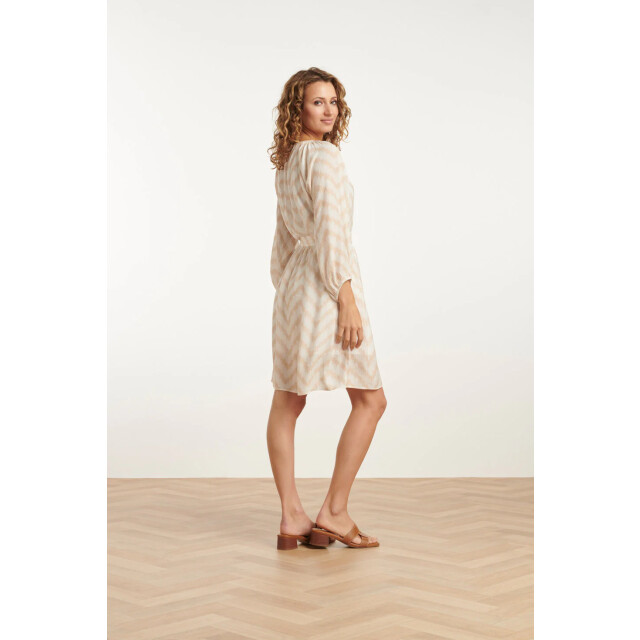 Smashed Lemon 25014 zachtevloeiende 3/4 mouw jurk met zigzag print | 25014-010-720 large