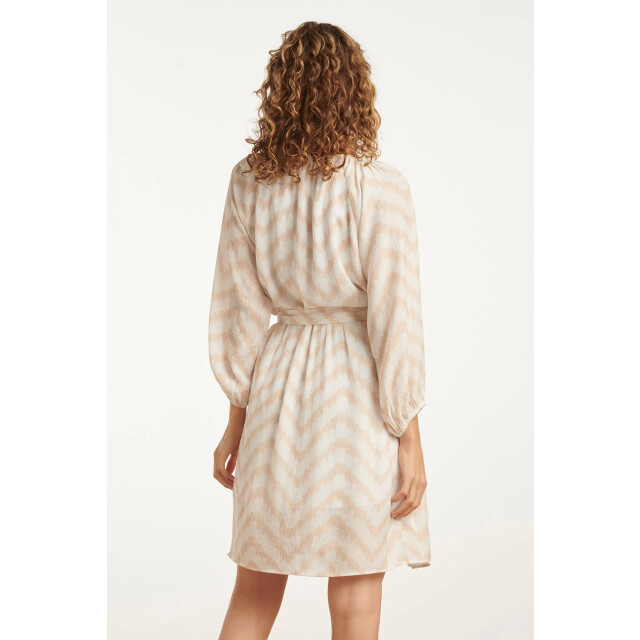 Smashed Lemon 25014 zachtevloeiende 3/4 mouw jurk met zigzag print | 25014-010-720 large