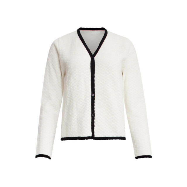 Smashed Lemon 25265 off white knitted cardigan met e contrast details | 25265-010-999 large