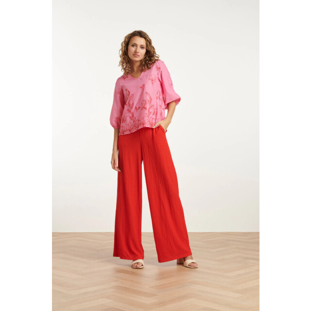 Smashed Lemon 25262 top met bloemenborduurselsv-hals | 25262-420-450 large