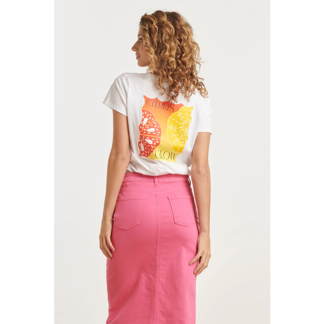 Smashed Lemon 25227 te katoenen t-shirt met citrus glow print | 25227-000-998 large