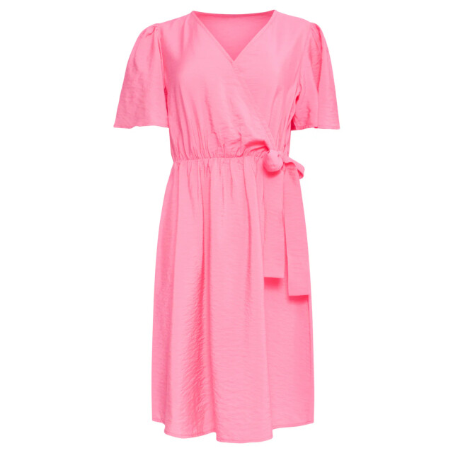 Smashed Lemon 25170 fuchsia zomerjurk met overlap v-hals | 25170-420-4XL large