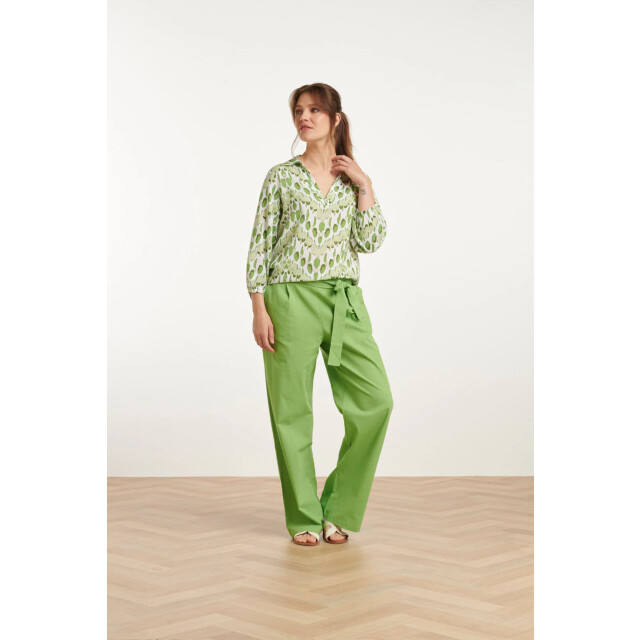 Smashed Lemon 25177 lime linnen broek | 25177-500-XS large