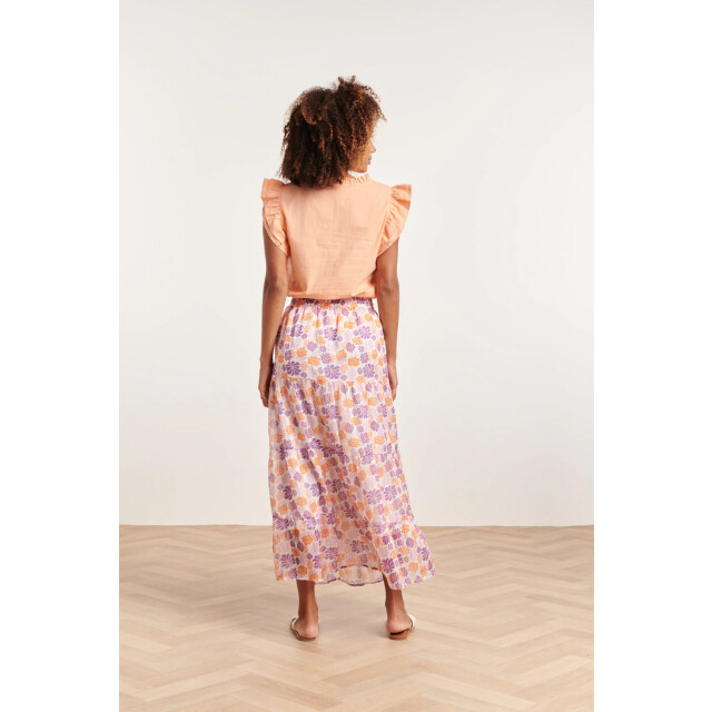 Smashed Lemon 24352 zachte perzike top met dubbele ruchesmouwen | 24352-250-M large