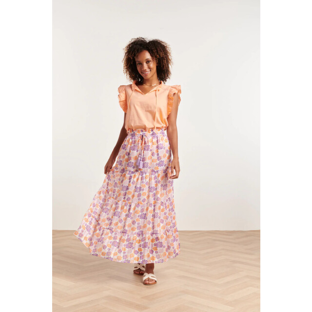 Smashed Lemon 24352 zachte perzike top met dubbele ruchesmouwen | 24352-250-M large
