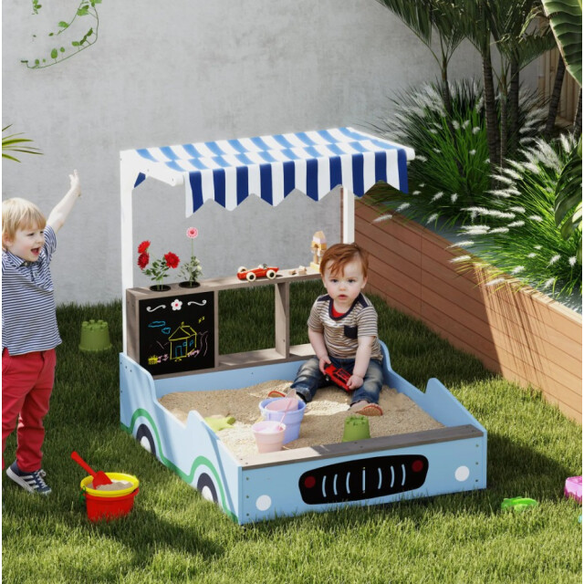 4goodz Zandbak met zitbank, tafel en zonnedak 104x90x108 cm - 3174666 large