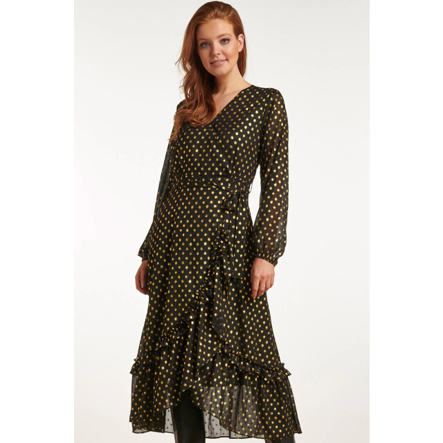 Smashed Lemon 23728-999-025 v-hals jurk met stippenprint 100% 23728-999-025 large