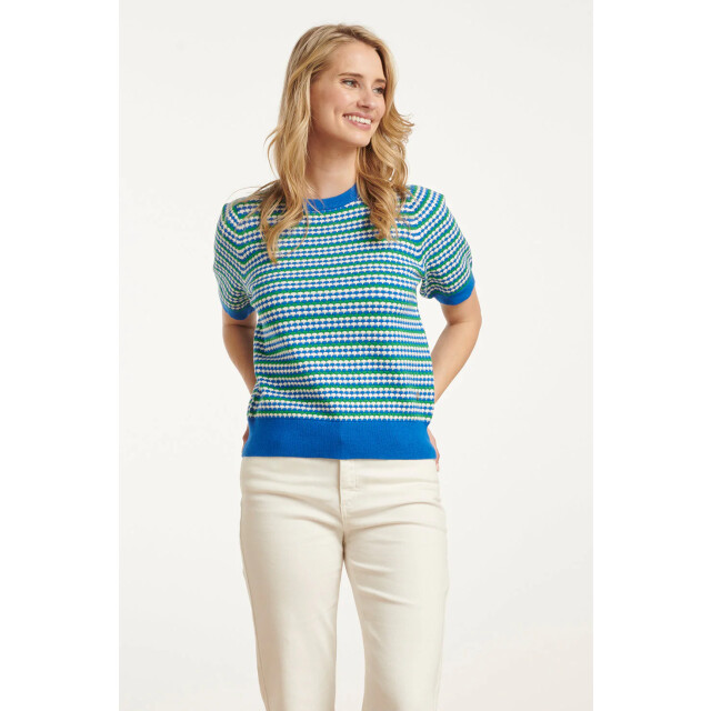 Smashed Lemon 25108 gebreide top met puffy mouwenkobalt, fel | 25108-650-530 large