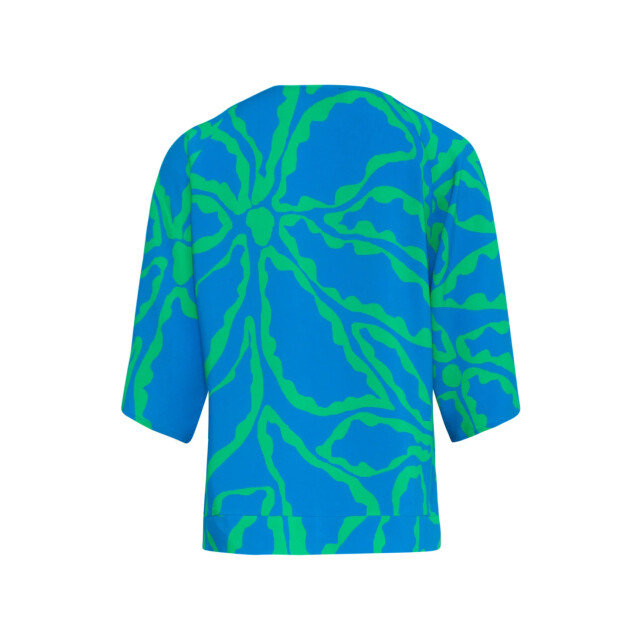 Smashed Lemon 25067 blauwe en groene top met grafische bloemenprint 25067-650-530 large
