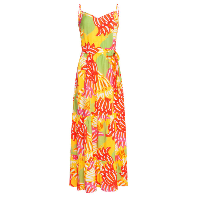Smashed Lemon 25029 felgede maxi jurk met bloemenprint | 25029-998-4XL large