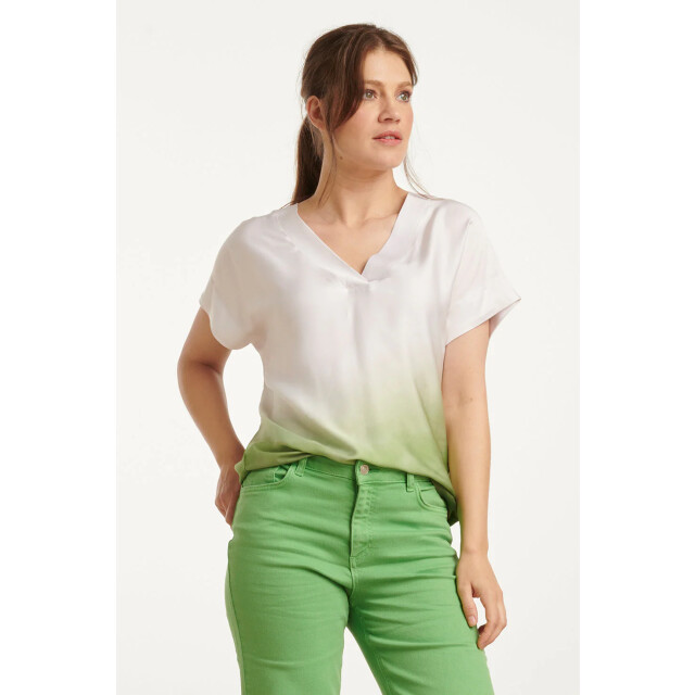 Smashed Lemon 25023 loose fit v-paneel top met ombre print | off 25023-010-500 large