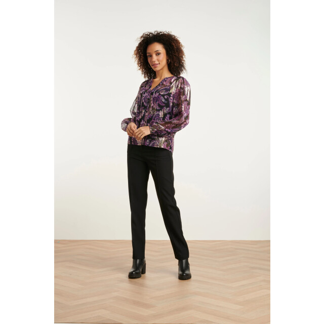Smashed Lemon 24801 paarse paisley blouse met en jacquard | 24801-999-380 large
