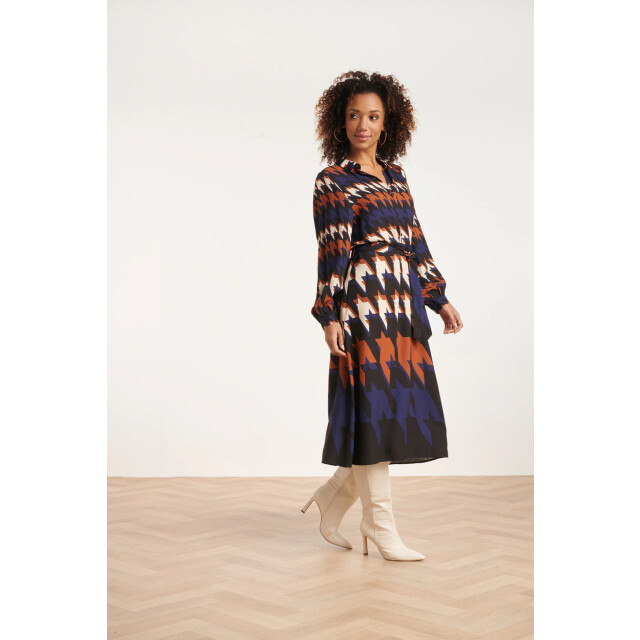 Smashed Lemon 24526 houndstooth print midi jurk | 24526-999-998 large