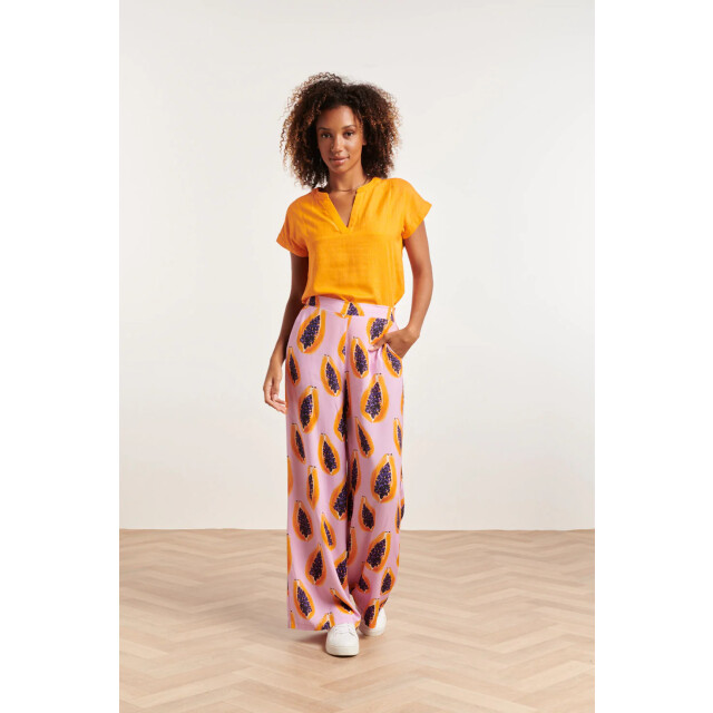 Smashed Lemon 24326 lilae papaya print flowy broek | 24326-300-998 large