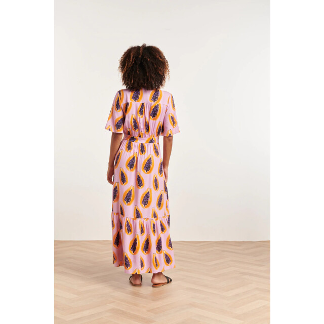 Smashed Lemon 24327 lilae papaya print maxi jurk | 24327-300-998 large