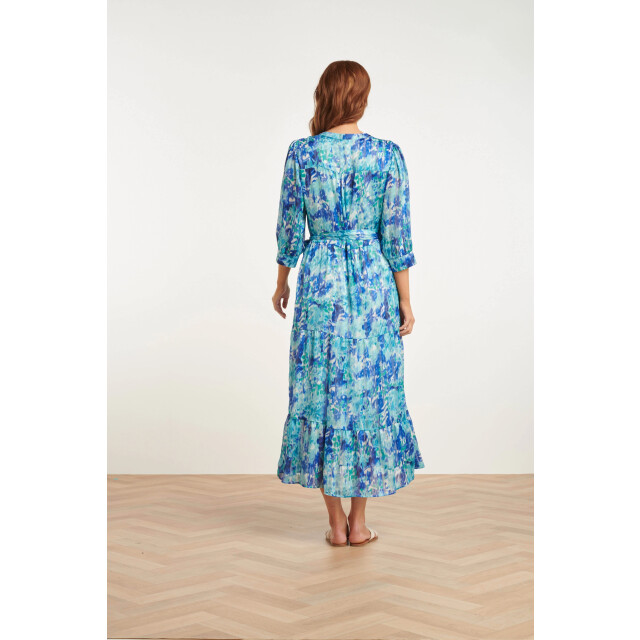 Smashed Lemon 24408 satijnen maxi jurk met abstracte print3/4 mouwen 24408-000-650 large